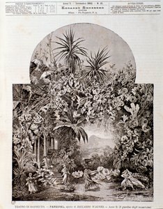 رسم توضيحي لأوبرا بارسيفال لفاغنر ، ممثلة في عام 1882 في مسرح بايرويت بواسطة مجهول مجهول
