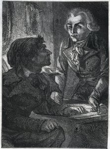 جان بول (جان بول) مارات (1743-1793) مع ماكسيميليان بواسطة روبسبير (1758-1794). نقش من عام 1866 في "Histoire de la Revolution francaise" لأدولف تيير. مجموعة خاصة. بواسطة مجهول مجهول