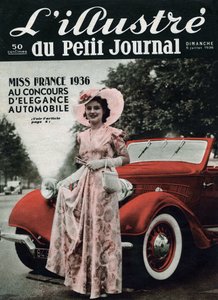 Lynne Lassal Miss France 1936 في مسابقة أناقة السيارات. إحدى مجلة "L