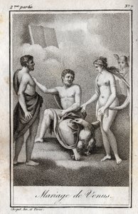 الزواج بين المريخ والزهرة. نقش من عام 1819 في "Lettres a Emilie sur la mythologie" لتشارلز ألبرت ديموستييه (1760-1801). مجموعة خاصة. بواسطة مجهول مجهول