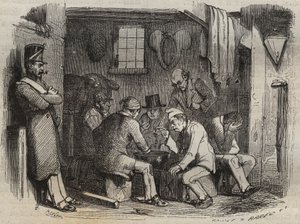 وجبة من القبور في Rochefort bagne في القرن التاسع عشر. نقش في "تاريخ المحكوم عليهم منذ إنشائهم حتى يومنا هذا" (1877) لبيير زكون (1817-1895) (كولونيا بينالي - مستعمرة جزائية). مجموعة خاصة. بواسطة مجهول مجهول
