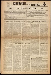 احدى الصحف السرية "Défense de France" بتاريخ 15/1/1944 بواسطة مجهول مجهول
