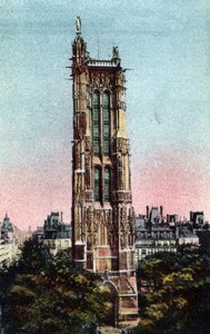 باريس: أنجز برج القديس جاك (سان جاك) عام 1523. صورة عام 1920 في "" الألبوم الفني "لمدينة باريس. مجموعة خاصة. بواسطة مجهول مجهول
