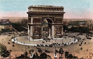 باريس: منظر لقوس النصر وقبر الجندي المجهول في Place de l'Etoile. صورة عام 1920 في "" ألبوم فني "لمدينة باريس. مجموعة خاصة. بواسطة مجهول مجهول