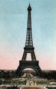 باريس: منظر لبرج إيفل الذي بناه غوستاف إيفل (1832-1923) بين عامي 1887 و 1889. صورة عام 1920 في "" ألبوم فني "لمدينة باريس. مجموعة خاصة. بواسطة مجهول مجهول