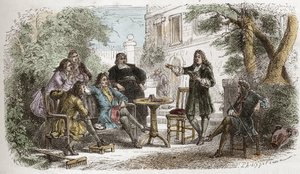 بيير كورنيل (1606-1684) - كورنيل يقرأ للويس الرابع عشر - نقش من "" تاريخ فرنسا الذي روى لأحفادي "" - بقلم فرانسوا جيزو - 1872-1876 بواسطة مجهول مجهول