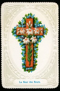 Pious image: Cross with flowers (chromolithography) بواسطة مجهول مجهول