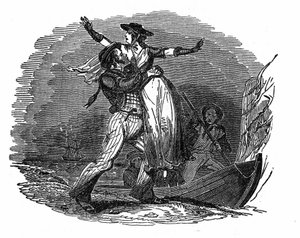 Pirate Charles Gibbs takes a Dutch girl from his ship (early 19th century). Engraving of “” The pirate own book”” 1837. بواسطة مجهول مجهول