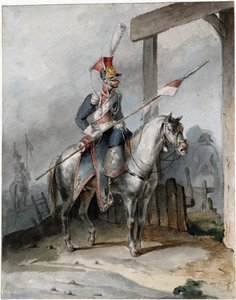 حارس بولندي للحرس الإمبراطوري الفرنسي - مجهول - حوالي 1808 - ألوان مائية على ورق - 20،6x16،2 - مجموعة خاصة بواسطة مجهول مجهول