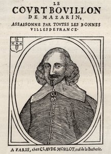 الكتيبات السياسية Mazarinade (كتيب سياسي تحت القاذفة) ، الصورة الشعبية ضد Mazarin حول تقاعده في Bouillon (Le court broth de Mazarin). مجموعة خاصة. بواسطة مجهول مجهول