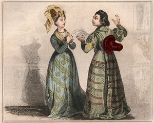 صورة ألان شارتييه ، الدبلوماسي والكاتب الفرنسي (1385-1433) ، مع سيدة من بلاط تشارلز السادس. نقش من عام 1859 في "" لوموند. تاريخ جميع الشعوب من أبعد الأوقات حتى يومنا هذا ". بواسطة M. E. de Lostalot Bachoue (Lostalot-Ba بواسطة مجهول مجهول