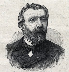 صورة لألفريد ميزيريس (1826-1915) ، مؤرخ أدبي فرنسي ، صحفي وسياسي. نقش في "Le Petit Parisien" بواسطة مجهول مجهول