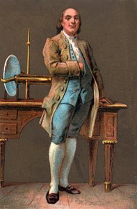 صورة لبنيامين فرانكلين (1706-1790) طابعة وناشر وعالم ومخترع ورجل دولة ودبلوماسي أمريكي. مجموعة خاصة للطباعة الحجرية الملونة بواسطة مجهول مجهول