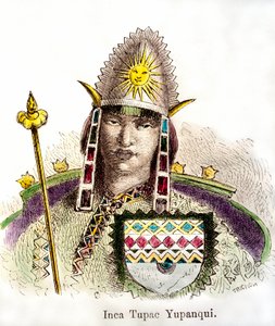 صورة لإمبراطور الإنكا توباك يوبانكي (حاكم من 1471-1493). نقش القرن التاسع عشر مجموعة خاصة بواسطة مجهول مجهول