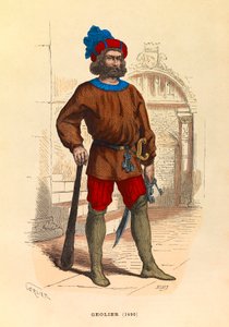 Portrait of a geolier in Paris in 1490, engraving - private collection بواسطة مجهول مجهول