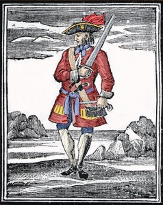صورة للقراصنة جاك راكهام تقول الأحمر أو جون راكهام ، المعروف باسم كاليكو جاك (1720). نقش. بواسطة مجهول مجهول