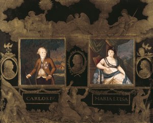 صور شخصية للملك تشارلز الرابع (كارلوس) ملك إسبانيا (1748-1819) وزوجته ماري لويز من بوربون بارما (ماريا لويزا) (1751-1819) بواسطة مجهول مجهول