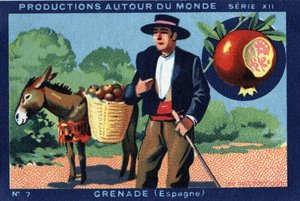 إنتاجات حول العالم: غرناطة في إسبانيا. الطباعة الحجرية الملونة لعام 1933 في "" ألبوم جوزيف ميليات " بواسطة مجهول مجهول