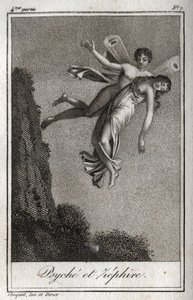 حملت نفسية زفير بعيدا. نقش من عام 1819 في "Lettres a Emilie sur la mythologie" لتشارلز ألبرت ديموستييه (1760-1801). مجموعة خاصة. بواسطة مجهول مجهول