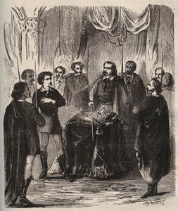 استقبال أحد المتنورين (جمعية سرية) - Reception d'un Illuminmine (Illuminati) - Illuminines de Baviere (der Illuminatenorden) - نقش من عام 1879 في "تاريخ المجتمعات السرية والسياسية والدينية" بقلم بيير زكون (1817-1895) بواسطة مجهول مجهول