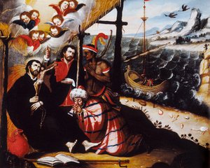 "" تمثيل القديس فرانسوا كزافييه (1506-1552) ، اليسوعي الإرسالي المؤسس المشارك لشركة يسوع وراعي الإرساليات "" لوحة مجهولة المصدر. بواسطة مجهول مجهول