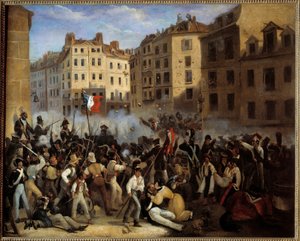 ثورة 1830 - "" الميثاق أو الموت "(معركة 28 يوليو ، ربما شارع سان أنطوان) -" "حلقة يوليو 1830" ". ثورة 1830. لوحة مجهولة بواسطة مجهول مجهول