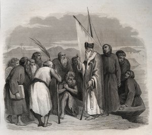 القديس أثناسيوس الإسكندري (أثناسيوس الكبير) (295-373) يزور المنفردات في مصر. نقش من عام 1846 في "" حياة القديسين ". مجموعة خاصة. بواسطة مجهول مجهول