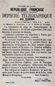 الأخبار البرقية من جولات 9/12/1870 بواسطة ليون غامبيتا. بواسطة مجهول مجهول