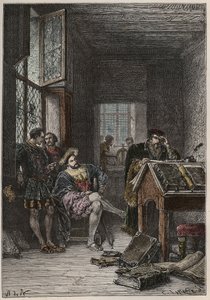 ملك فرنسا فرانسوا الأول (1494-1547) ، حامي الفنون والآداب ، يزور ورش الطابعات إستيان (روبرت إستيان) ، حوالي 1540 (ملك فرنسا فرانسوا الأول يزور ورش عمل مصممي الطباعة الملكيين إستيان بواسطة مجهول مجهول