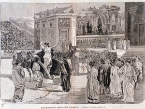 وصول ديانيرا ، من مسرحية ديجانيرا لكاميل سانت ساينز ، التي قدمت في ساحة بيزييه عام 1898 بواسطة مجهول مجهول