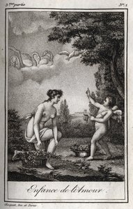 طفولة الحب. نقش من عام 1819 في "Lettres a Emilie sur la mythologie" لتشارلز ألبرت ديموستييه (1760-1801). مجموعة خاصة. بواسطة مجهول مجهول
