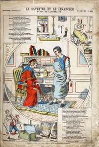 المدخر والممول. رسم توضيحي مجهول لـ Les Fables بواسطة Jean de LA FONTAINE (لافونتين) (1621-1695). تصوير بونت آ موسون ، حوالي عام 1880. مجموعة خاصة. بواسطة مجهول مجهول
