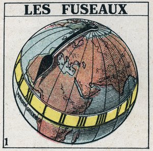 الوقت: المناطق الزمنية للأرض. رسم توضيحي مجهول عام 1925. مجموعة خاصة. بواسطة مجهول مجهول