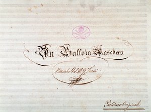 صفحة العنوان للطبعة الأولى من المقطوعة الموسيقية لـ Un ballo in maschera ، أوبرا جوزيبي فيردي بواسطة مجهول مجهول