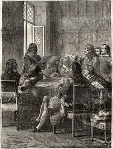 معاهدة ريسويك (معاهدة ريسويك ، 30 أكتوبر 1697) (نهاية حرب رابطة أوغسبورغ بين لويس الرابع عشر والتحالف العظيم). نقش القرن التاسع عشر. مجموعة خاصة. بواسطة مجهول مجهول