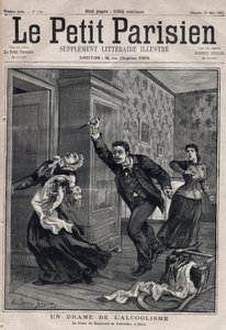 حقائق مختلفة: دراما إدمان الكحول - Le crime du Boulevard de Courcelles in Paris - نقش في "Le petit Parisien" من عام 1891 - Collection privee بواسطة مجهول مجهول