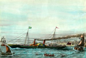 Vessel a wheel la Victoria "" يخدم بين بولوني سور مير وفولكستون "" "نقش من القرن التاسع عشر. مجموعة خاصة بواسطة مجهول مجهول
