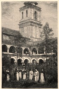 منظر لدير الدومينيكان في كيتو ، الإكوادور. نقش في "Les Missions Catholiques au XIXeme Siecle" للويس-يوجين (لويس يوجين) لوفيت. مجموعة خاصة. بواسطة مجهول مجهول