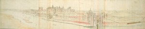 قصر هامبتون كورت من النهر ، c.1544 (قلم وحبر ومرحاض على ورق) بواسطة Anthonis van den Wyngaerde