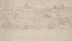 بانوراما لندن كما تُرى من ساوثوارك: بيلنجسجيت إلى تاور وارف ، 1554 بواسطة Anthonis van den Wyngaerde