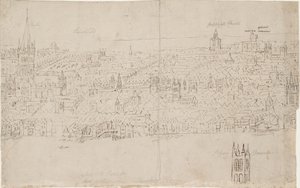 بانوراما لندن كما تراه من ساوثوارك: كاتدرائية سانت بول ، 1554 بواسطة Anthonis van den Wyngaerde