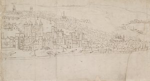بانوراما لندن كما تراه من ساوثوارك: البرج ، 1554 بواسطة Anthonis van den Wyngaerde