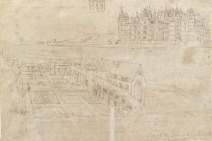 واجهة النهر لقصر ريتشموند وحدائق بريفى ، c1550s بواسطة Anthonis van den Wyngaerde