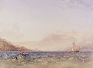 رأس بحيرة فين ، مع قلعة Dindarra ، 1850 (مرحاض ، لون الجسم فوق الجرافيت على الورق)