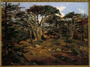 أرز جبل لبنان القديم لوحة بومانا بقلم أنطوان ألفونس مونتفورت (1802-1884) القرن التاسع عشر. 0.32x0.44 م باريس ، متحف أورساي بواسطة أنطوان ألفونس مونتفورت
