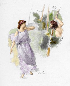 Odyssee of Homere: "" Nausicaa ، ابنة الملك Alcinoos ، ترى Ulysses عارية وتتضور جوعًا تطلب منها المساعدة "(يخرج Odysseus من الغابة عارياً تمامًا ، ويخيف خدام Nausicaa ، ابنة King Alcinoos ، ويطلب منها بعض المساعدة) انا