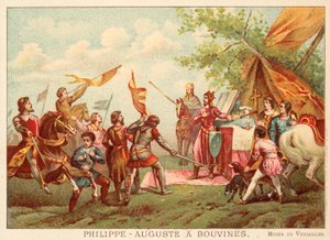 فيليب أوغسطس من فرنسا في Bouvines ، 1214 (chromolitho) بواسطة أنطوان تشارلز هوراس فيرنيه