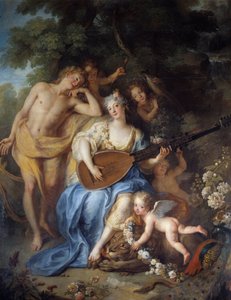 تفاصيل "" صورة دوقة فيلارز "" ني أنجيليك دي فارانجفيل (1683 -؟). رسم أنطوان كويبل (1661-1722) بواسطة انطوان كويبل