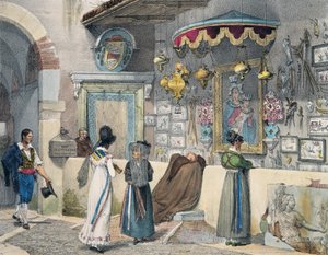 مواطنون يتعبدون في روما ، بقلم أنطوان جان بابتيست توماس (1791-1834) ، نقش من العام في روما ، فرنسا بواسطة أنطوان جان بابتيست توماس
