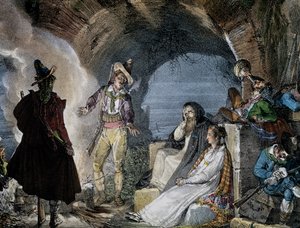 عرين اللصوص ، بقلم جان بابتيست أنطوان توماس (1791-1834) من Un an a Rome ، طباعة حجرية